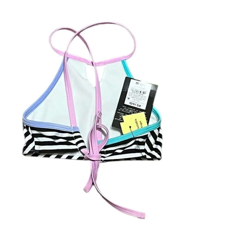 Art Class Striped Swim Tank with Pink Straps, Size‎ YXS (4-5), NWT